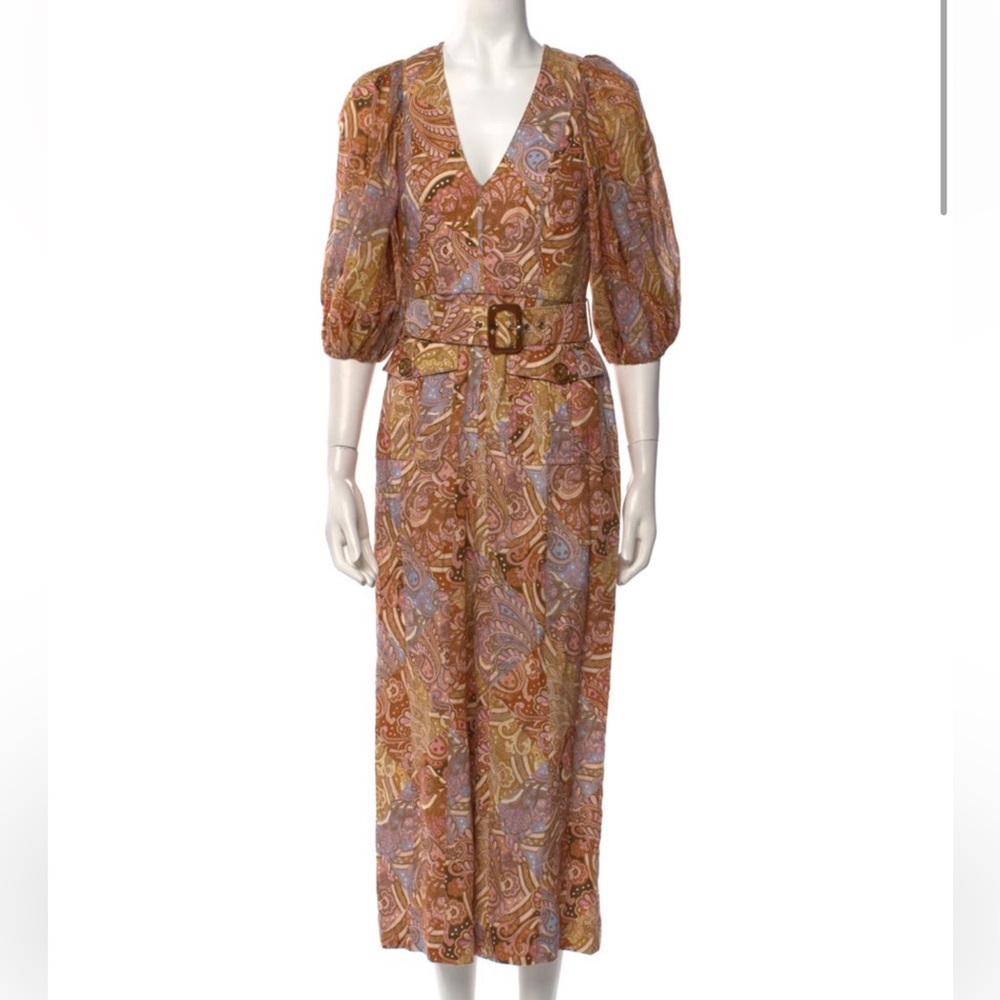 Zimmermann Concert Paisley Linen Belted Jumpsuit NWOT - Picture 8 of 12